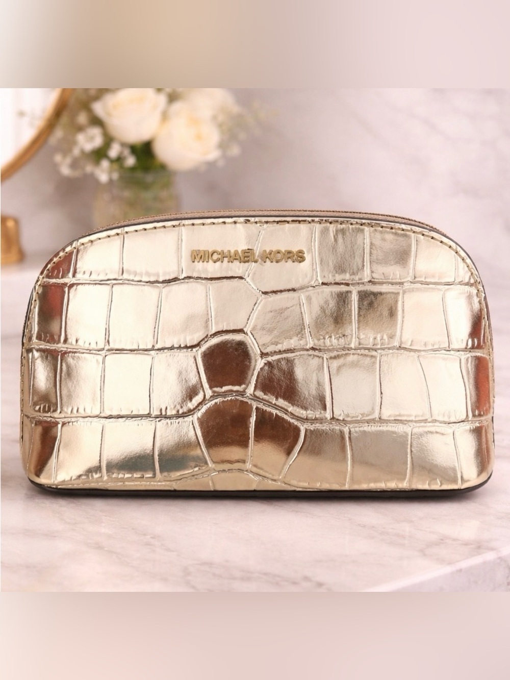Michael Kors “GOLD EMPIRE” cosmetic/travel pouch! NWT